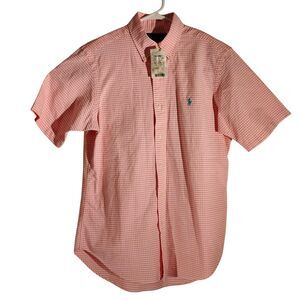 Ralph lauren shirt mens S Small pink check plaid classic fit pony logo short sl